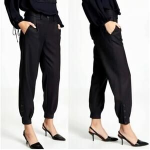 NWT! Nili Lotan 8 Slouchy $595 VIRGIN WOOL Bertina Jogger Pants Ankle Buttons